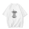 Camiseta sencilla de manga corta de seda de leche, diseño de verano 2026, estampado de frutas, top negro holgado