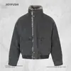 Zuoshan Diao Ropa de Trabajo Cuello Alto Chaqueta de Algodón Ropa de Abrigo para Hombre Invierno Engrosada Cálida Punk Diseño de Remaches Bolsillos Ropa de Algodón