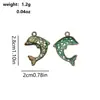 Serie Oceánica Joyería DIY Aleación Galvanizada Delfín y Varios Peces Colgantes Pendientes Verdes Materiales para Collares Accesorios