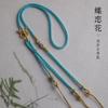 Collar de Cuerda con Lazo de Flor de Durazno Tejido a Mano Cuerda de Ocho Hilos Colgante Lateral Cruzado Cordón Colgante de Buda Dorado