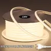 Fita de LED Cob Transfronteiriça 220V com Conjunto de Plugues Luz Linear Impermeável 110V Iluminação LED Flexível para Teto de Sala de Estar
