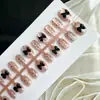 30 piezas de arte de uñas negro con diseño de ola y puntos, lazo esmerilado, blanco, popular, parche removible para decoración de uñas