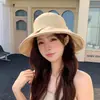 Sombrero de Cubo de Color Sólido de Moda con Lazo para Mujer, Sombrero de Sol de Verano Estilo Coreano, Sombrero de Sol Versátil para Viajes y Vacaciones