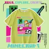 Camiseta de Manga Curta para Meninos Colaboração Minecraft, Roupas Infantis Creeper e Enderman, Blusa de Algodão Meia-Manga de Verão 7