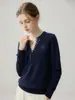 Estilo Minimalista de Lujo Ligero Otoño/Invierno Nueva Moda Cachemir Cuello V Amplio Botones Tejido Suéter Base Delgado para Mujer