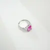 Anillo de Plata de Ley 925 con Zafiro Rosa Azul Cultivado Lujo Ligero Regalo Viaje al Trabajo Banquete Compromiso Versátil Moda