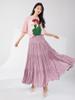 Falda Miyake Verano Mujer Cintura Elástica Drapeado Suelto Dobladillo Grande Color Puro Elegante Versátil Falda Larga Plisada