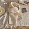 Bufanda nueva de mezcla de lana, bufanda de color liso para mujer para invierno, bufanda tejida cálida de longitud media, calentador de cuello, venta al por mayor para ventas transfronterizas