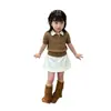 Estilo Coreano 2026 Verano Nuevo Top de Punto Retorcido con Cuello Polo Manga Corta Estilo Academia para Niñas Falda Blanca de Corte A