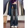 Jeans de Pierna Ancha Micro-Flare de Doble Botón con Diseño Retro Pequeño para Mujer 2026 Chica Picante Versátiles de Cintura Alta Adelgazantes