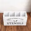 Caja de Almacenamiento de Escritorio de Madera para Cocina del Hogar, Caja de Almacenamiento Compartimentada para Cubiertos de Madera Maciza, Estante de Almacenamiento Vintage