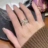 Popular Anillo Abierto con Forma de Serpiente de Piedra Ojo de Tigre Maillard para Mujer, Joyería de Mano de Zirconia Dorada de Lujo Ligero de Gama Alta