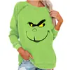 Moletom Estampado de Desenho Animado Europeu e Americano para Natal e Halloween Feminino Casual Gola Redonda Manga Raglan