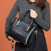 Bolsa Tote Grande e Prática em Couro Genuíno com Padrão de Crocodilo, Bolsa de Mão Feminina Moderna e Estilosa, Bolsa de Ombro Versátil para Mulheres