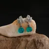 Pendientes Brillantes de Gama Alta con Forma de Hoja para Mujer, Pendientes de Joyería con Diseño de Calabaza de Resina de Lujo Accesible, Pendientes Retro de Nicho para Mujer