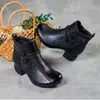 Botines artísticos de estilo vintage para mujer, con punta redonda y tacón grueso, colección otoño/invierno 2026, con forro de felpa, de altura hasta la mitad de la pantorrilla y diseño de cuero repujado, adecuados para mujeres de mediana edad y mayores