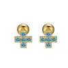 Brincos de Parafuso Cruzados em Prata de Lei S925 com Zircônia Colorida Dopamina para Mulheres, Pequenos, Delicados, de Alta Qualidade, Joias Amigáveis para as Orelhas