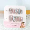 Manicura Personalizada de 10 Piezas con Código de Lazo, Parche para Uñas con Diamante de Corazón, Uñas Portátiles Hechas a Mano, Venta Directa de Fábrica
