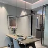 Luminária Pendente Linear Minimalista de Espectro Total Ajustável para Sala de Jantar, Iluminação Simples para Mesa de Bar, Luminária de Luxo Leve Nórdica para Sala de Chá e Escritório
