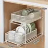 Estante de almacenamiento extraíble para gabinete de cocina, estante de capas, varios, cesta extraíble de almacenamiento para gabinete debajo del fregadero de doble capa
