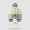 Chapéu de Outono e Inverno BOSTON Chapéu de Lã Infantil Proteção para as Orelhas Pompom Chapéu de Tricô Quente Meninos e Meninas Chapéu de Puxar à Prova de Vento