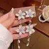 Pendientes de Borla con Flor de Circonita de Estilo Suave para Mujer, Lujo Ligero, Sensación de Alta Gama, Diseño Único, Pendientes Exquisitos, Joyería de Oreja Exagerada