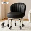 Taburete con Ruedas Giratorias para Uso Doméstico, Taburete Bajo Silencioso con Respaldo, Taburete Pequeño para Niños Aprendiendo a Caminar, Taburete Redondo para Costura, Taburete para Cambiarse los Zapatos