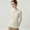 Suéter 100% caxemira pura, peça única sem costura feminina gola semi-alta, novo suéter slim fit de outono e inverno
