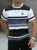 Camiseta Casual Masculina de Manga Curta, Cor Listrada, Impressão Digital 3D, Tamanho Grande, Comércio Exterior Transfronteiriço, Europeia e Americana, Confortável e Solta