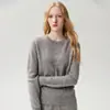Kangsai Ni Otoño Invierno Nuevo Primera Línea Listo para Usar Sin Costuras Cuello Redondo 100% Cachemira Suéter para Mujer Holgado Suéter Base