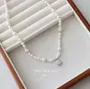 Collar de Perlas Blancas de 650 con Acabado de Alta Gama, Sencillo y Lujoso, Cadena para Clavícula de Cubo de Azúcar, Versátil para el Uso Diario y el Viaje, Cadena para Suéter