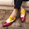 Sapatos Masculinos de Couro Color Block Transfronteiriços, Sapatos Casuais Fashion da Passarela com Bico Fino, Sapatos de Noivo para Casamento, Sapatos de Couro Masculinos de Tamanho Grande