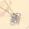 Moda Transfronteriza Estilo Lujo Ligero Trébol de Cuatro Hojas con Tarjeta de Bendición Collar de Regalo Cadena Sencilla de Diamante Corazón Eterno para la Clavícula
