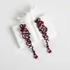 Pendientes Amazon transfronterizos, extragrandes, electrochapados, elegantes, de estilo largo, con un toque de alta gama, adornados con borlas y pedrería negra