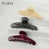 Wjia Clipe de Tubarão Acrílico Padrão Pedra Retrô Francês Meio Rabo Presilha para Parte de Trás da Cabeça Presilha de Cabelo Preguiçosa Elegante Pegador de Cabelo Feminino
