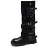 Botas largas de moda para mujer que hacen que las piernas parezcan más largas, con hebilla de cinturón y superficie de cuero, nuevo estilo de otoño, estilo 2026
