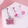 Anillo para ombligo de acero inoxidable directo de fábrica, moda europea y americana, colgante de cabeza de conejo rosa, clavo para ombligo, anillo umbilical, transfronterizo