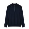 Suéter 100% Lana Pura Otoño e Invierno para Hombre Cuello Medio Cremallera Suéter Base Casual de Negocios Lavable a Máquina