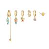 Cartoon moda conto de fadas princesa menina brincos de zircão feminino doce assimétrico borla brincos conjunto de 6 peças