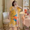 Vestido de Comércio Exterior Tamanho Grande Feminino Desenho Animado Solto Manga Curta Verão Primavera e Outono Comprimento Médio Roupa de Casa Vestido Cultural Camisola Casual