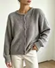 Cardigan Suéter Abrigo de Punto Suave Color Sólido Cuello Redondo de Botón Sencillo de Moda Transfronterizo Europeo y Americano Temporada Otoño e Invierno para Mujer Esponjoso
