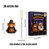 Nuevo colgante acrílico de caja sorpresa para decoración de Halloween, con diseños de calabaza, gato y bruja para decoración de patio exterior