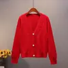 Nuevo Suéter de Manga Larga Fresco Estilo Coreano Otoño e Invierno Chaqueta para Mujer 2025 Estilo Perezoso Suelto Cardigan de Punto con Cuello en V para Mujer
