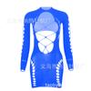 Body-Camisola Sexy de Renda Fishnet Estilo Europeu e Americano com Saia Ajustada ao Corpo, Mangas Longas e Design sem Costas W635