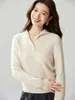 Nueva colección otoño/invierno 2026: suéter de cachemir 100% para mujer con cuello de solapa, de estilo relajado y cómodo, hecho de punto de cachemir suave y puro