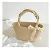 Bolsa de Mão Feminina Palha Trançada Cesta de Legumes Bolsa Feita à Mão Férias Piquenique Passeio de Primavera Foto Bolsa de Praia Ombro Trançada Bolsa Pequena