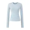 Camiseta de Manga Larga con Cuello Redondo Ajustada Moderna Otoño Nuevo Versátil de Ajuste Delgado de Longitud Media Camiseta Básica de Color Sólido Camiseta Interior