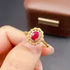 Anillo de Rubí Natural Transfronterizo de Amazon Plata S925 Piedra Principal 4*6 Joyería de Lujo Venta Directa de Fábrica