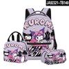 3D Nuevo Producto Impreso Sanrio kuromi kuromi Estudiante Mochila Escolar Bolso para el Almuerzo Estuche para Lápices Set de Tres Piezas