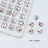 Rhinestones Geométricos en Forma de Corazón Dongzhou, Rhinestones de Colores Gruesos para Decoración de Uñas con Base Plateada, Rhinestones para Uñas DIY, Decoraciones para Uñas Imitación Huahua 4815
